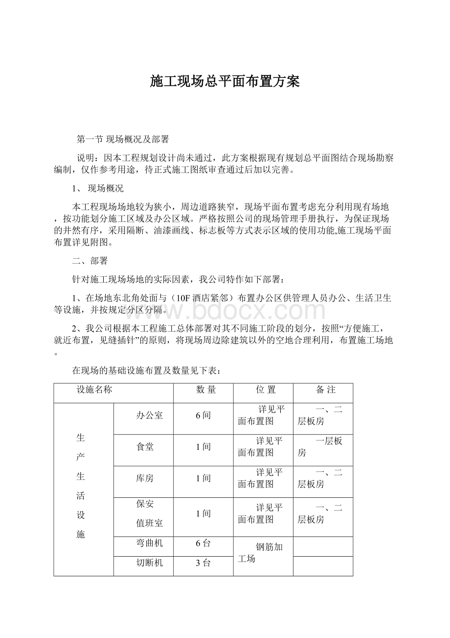 施工现场总平面布置方案Word文件下载.docx_第1页