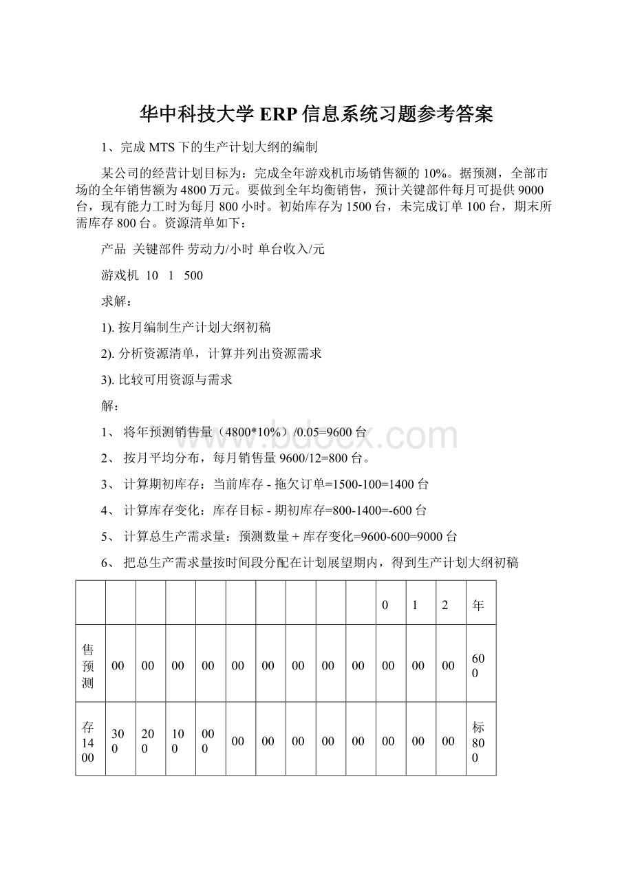 华中科技大学ERP信息系统习题参考答案.docx