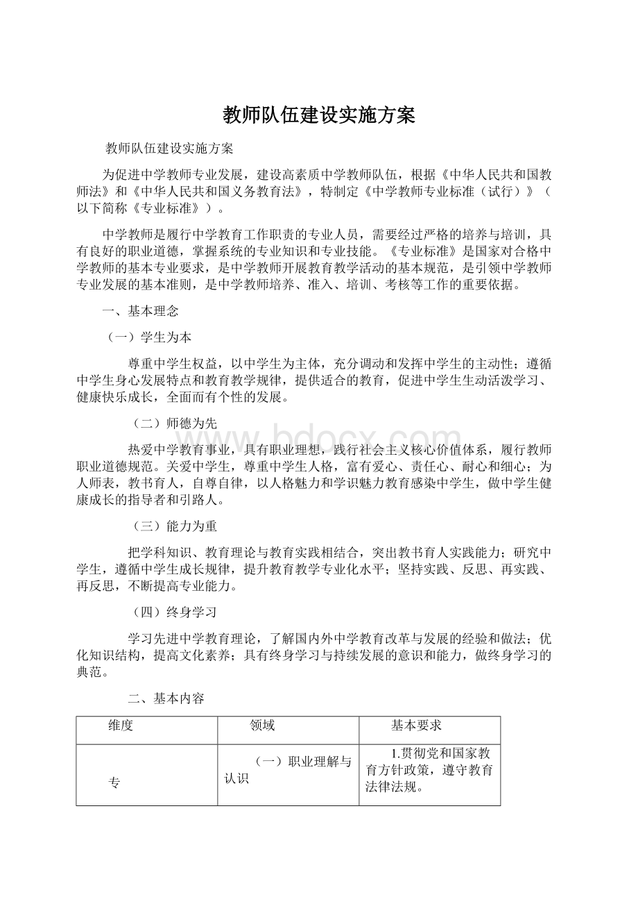 教师队伍建设实施方案.docx