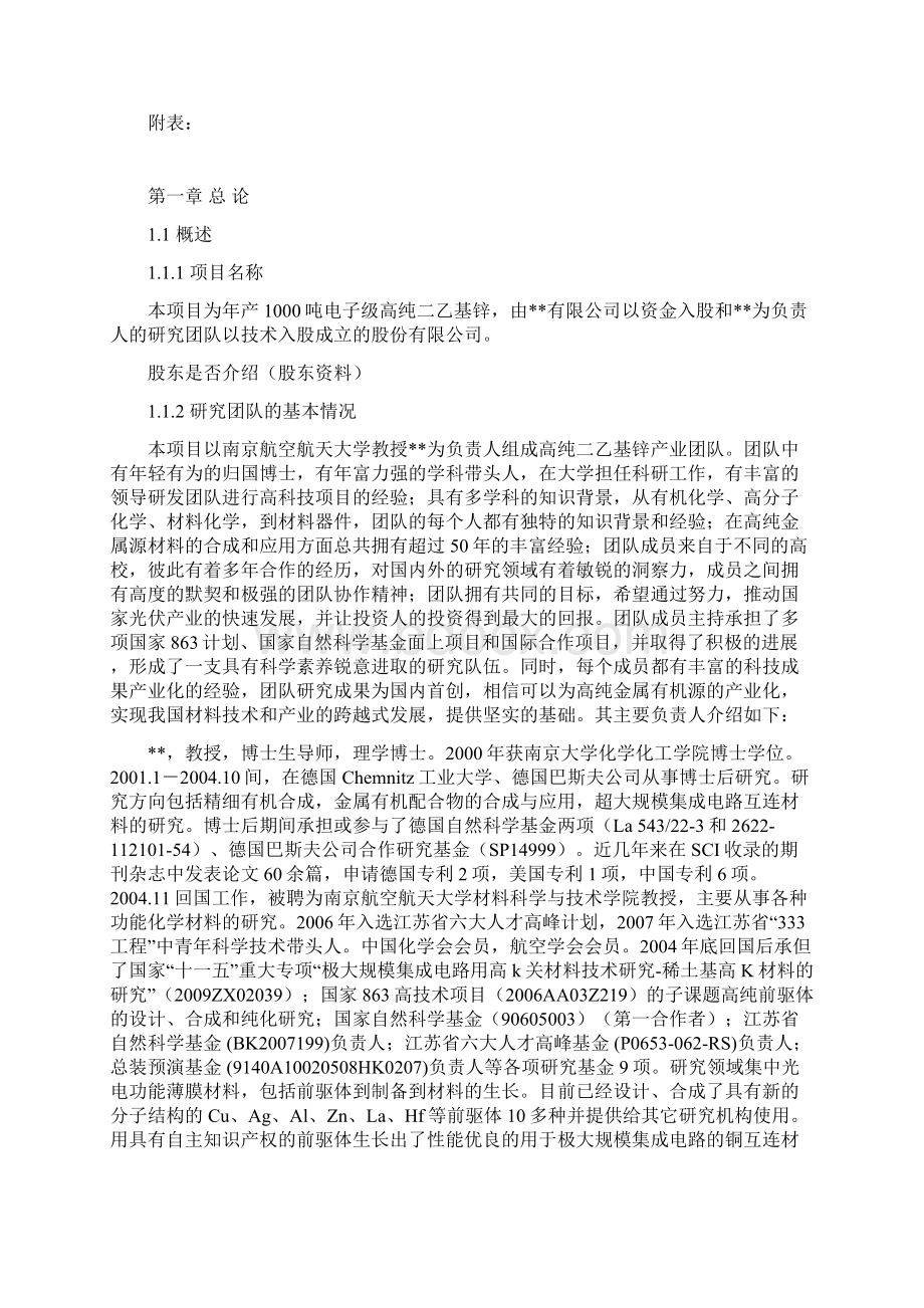 1000吨电子级高纯二乙基锌项目可行性研究报告Word格式.docx_第3页