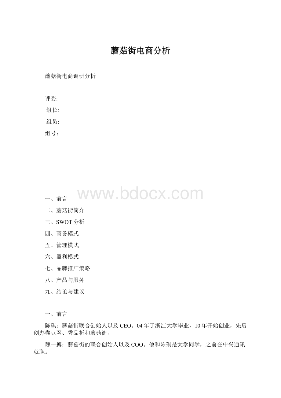 蘑菇街电商分析Word格式文档下载.docx