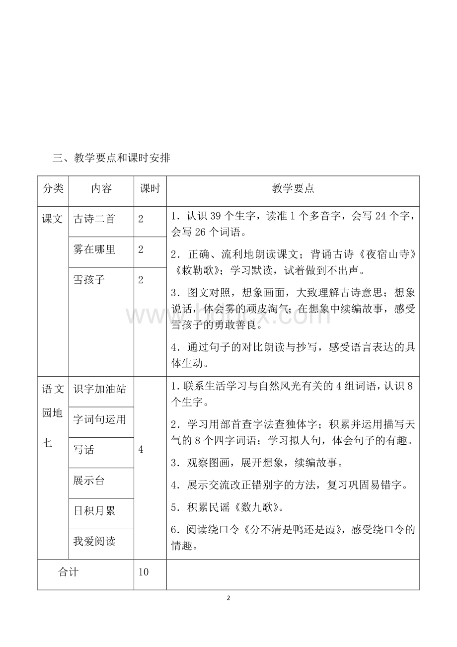 部编人教版二年级上册语文第七单元教学计划Word下载.docx_第2页