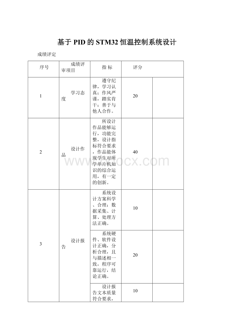 基于PID的STM32恒温控制系统设计Word下载.docx