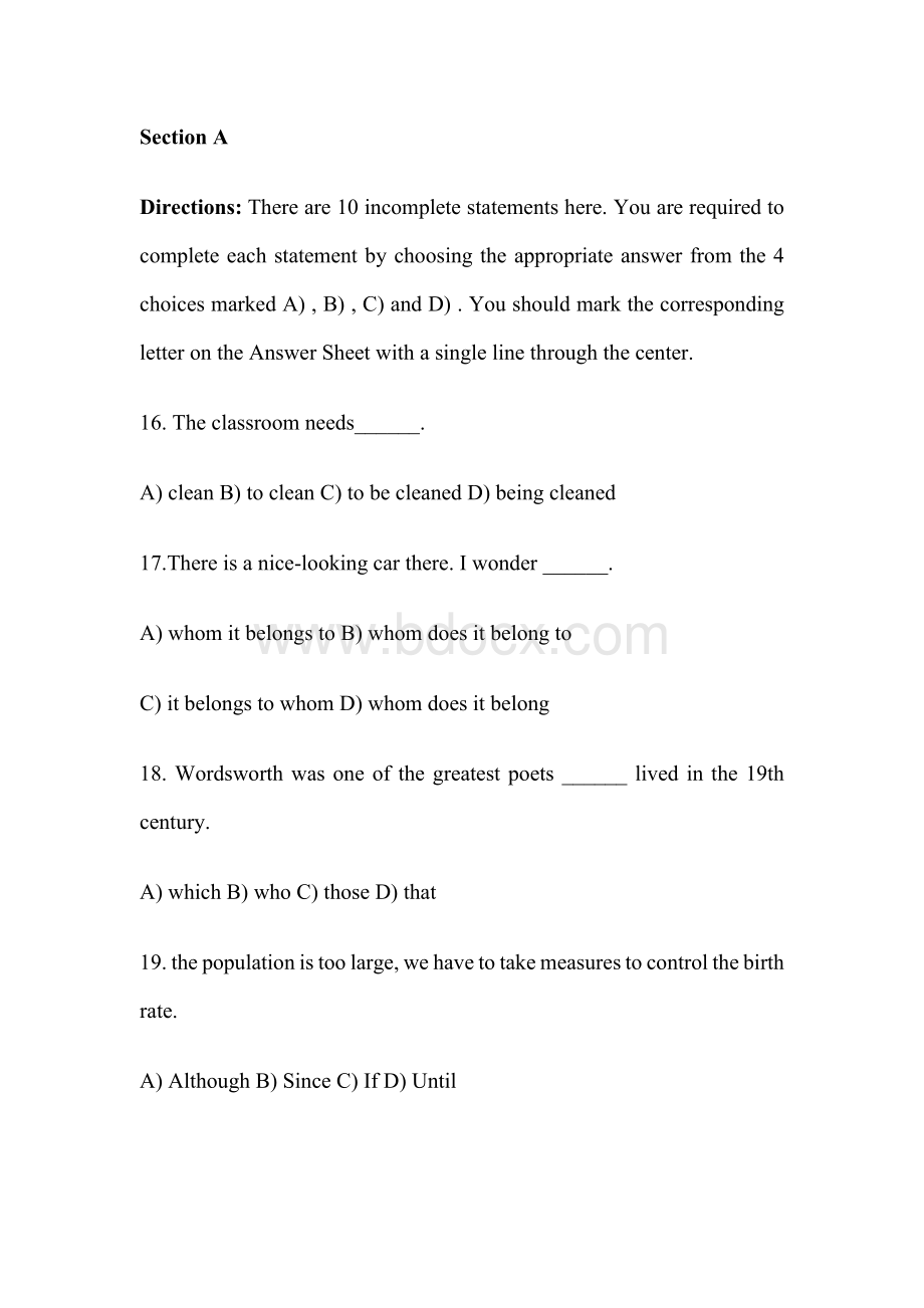 大学英语B级考试试题与答案Word文件下载.docx_第1页