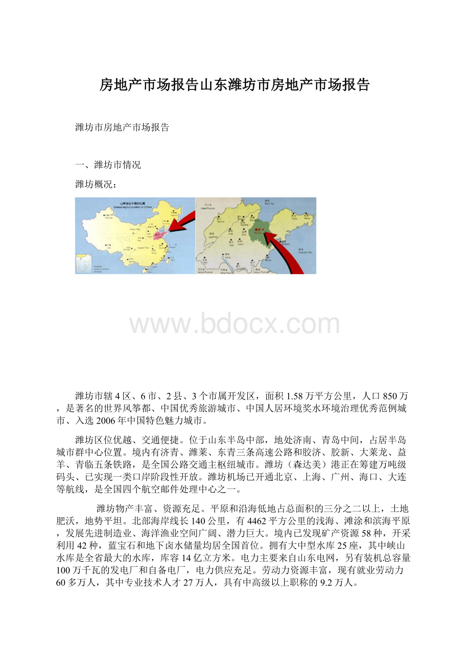 房地产市场报告山东潍坊市房地产市场报告.docx_第1页