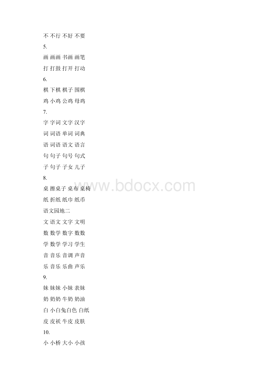 部编版一年级上学期语文词语表Word文件下载.docx_第3页