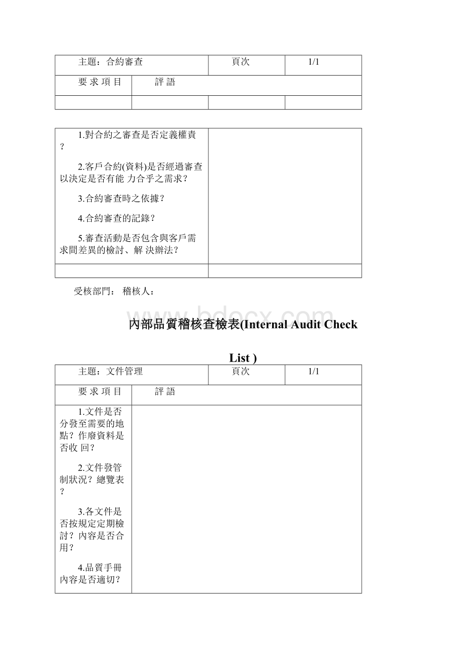 内部品质稽核查检表InternalAuditCheckList.docx_第2页