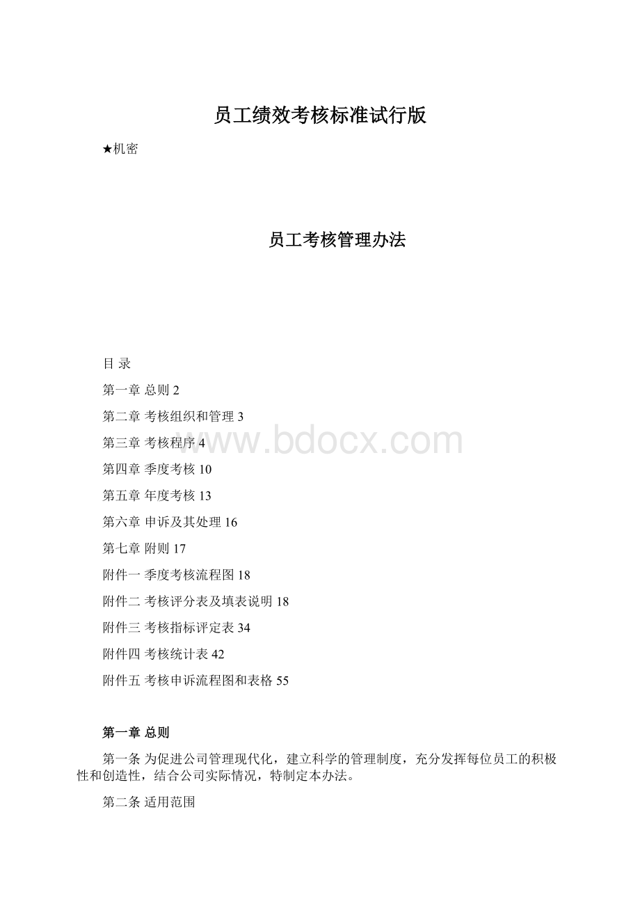 员工绩效考核标准试行版.docx_第1页