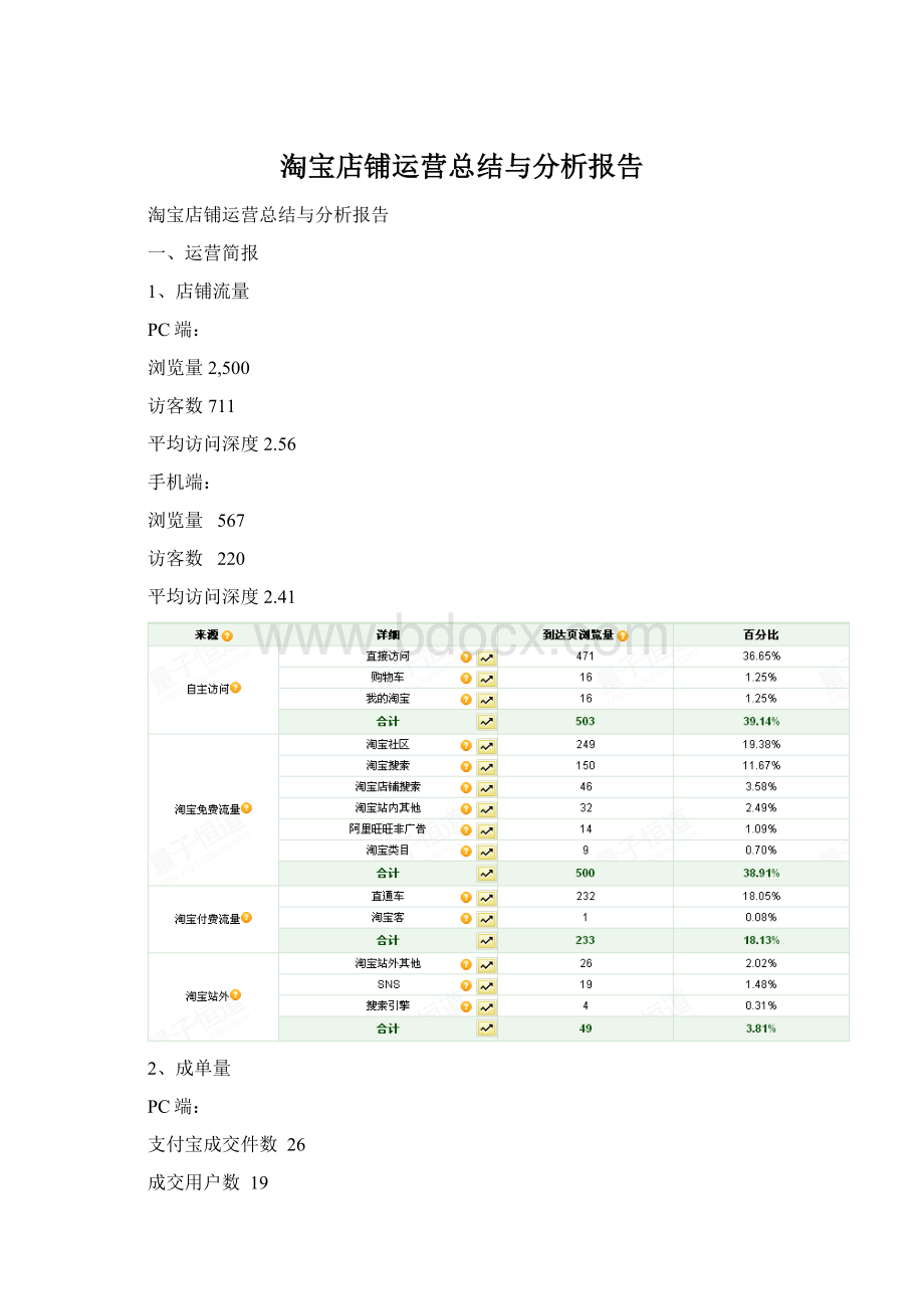 淘宝店铺运营总结与分析报告Word格式文档下载.docx_第1页