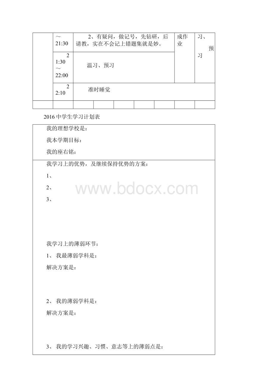 各种中学生学习计划表很全面.docx_第2页