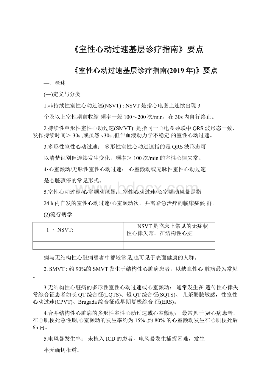 《室性心动过速基层诊疗指南》要点Word下载.docx