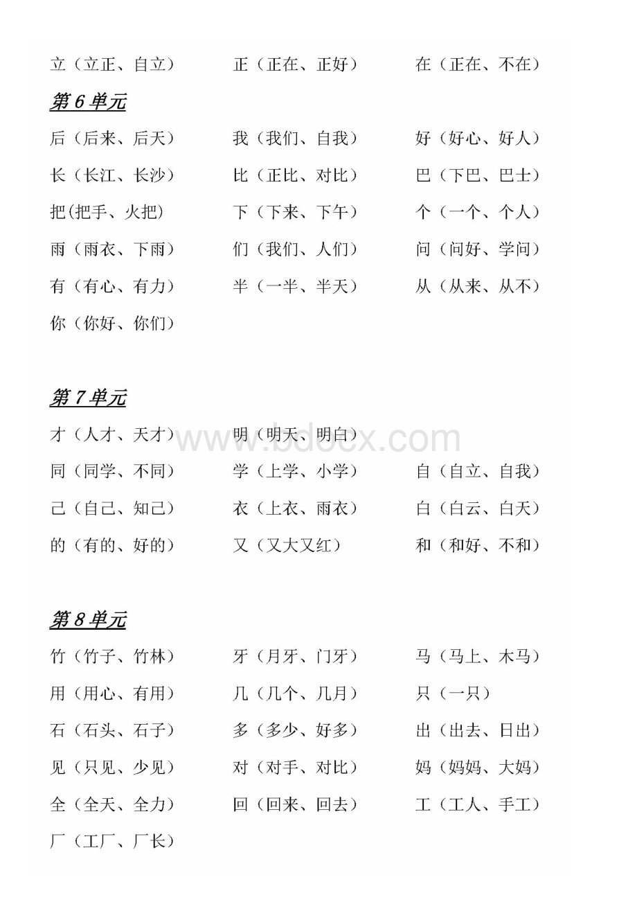 部编版语文一年级上册期末总复习资料.doc_第2页