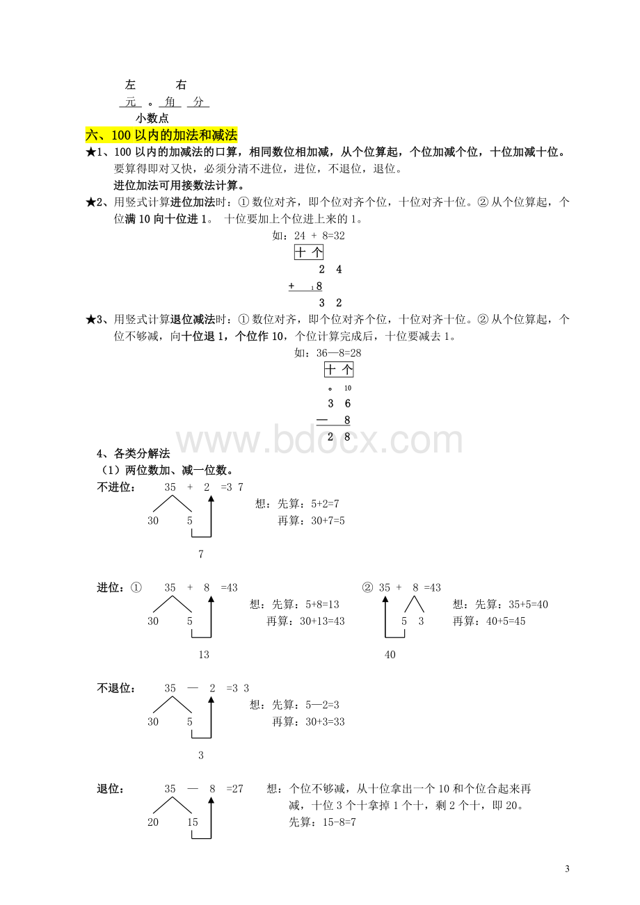 人教版小学一年级数学下册-知识点-重难点-题目类型-归纳总结-(1)文档格式.doc_第3页