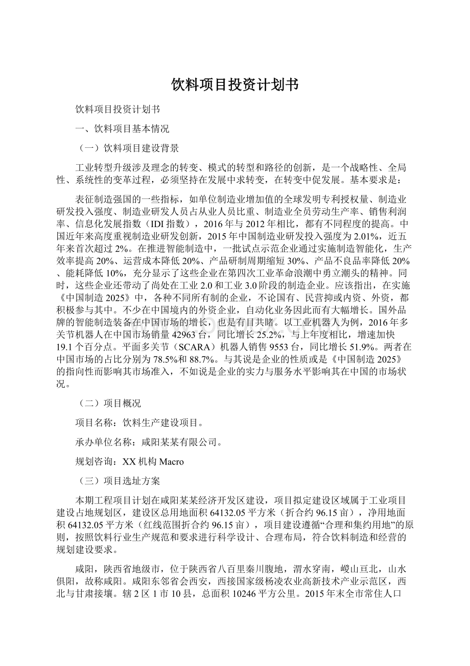 饮料项目投资计划书.docx