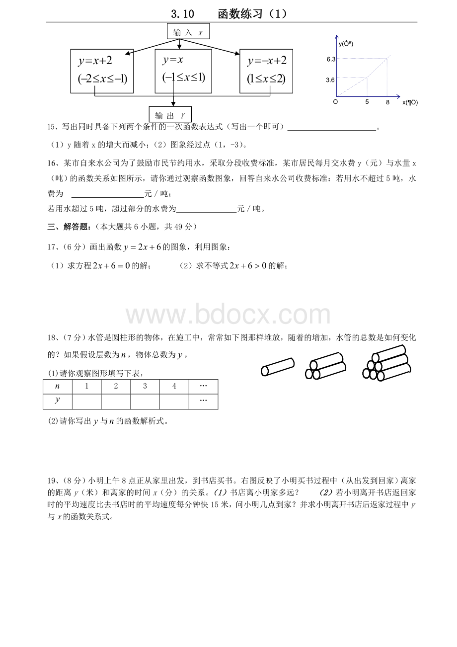 八年级数学下册一次函数同步练习及答案Word文档下载推荐.doc_第2页