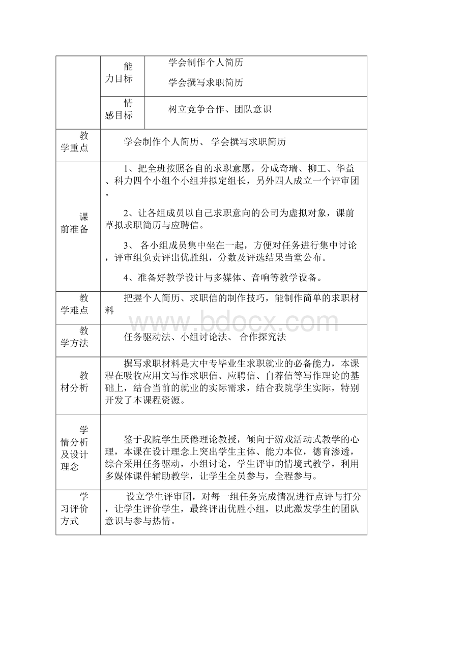 求职信简历教学设计.docx_第2页