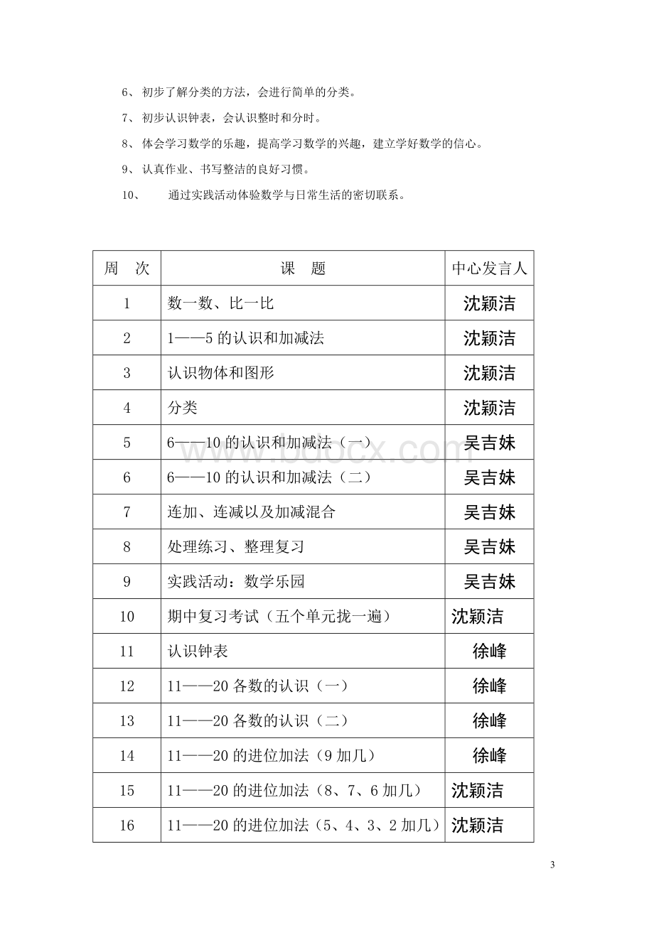 一年级上册数学集体备课记录.doc_第3页