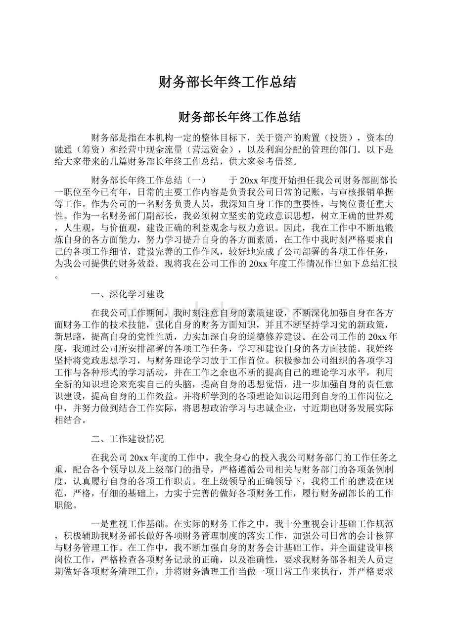 财务部长年终工作总结.docx