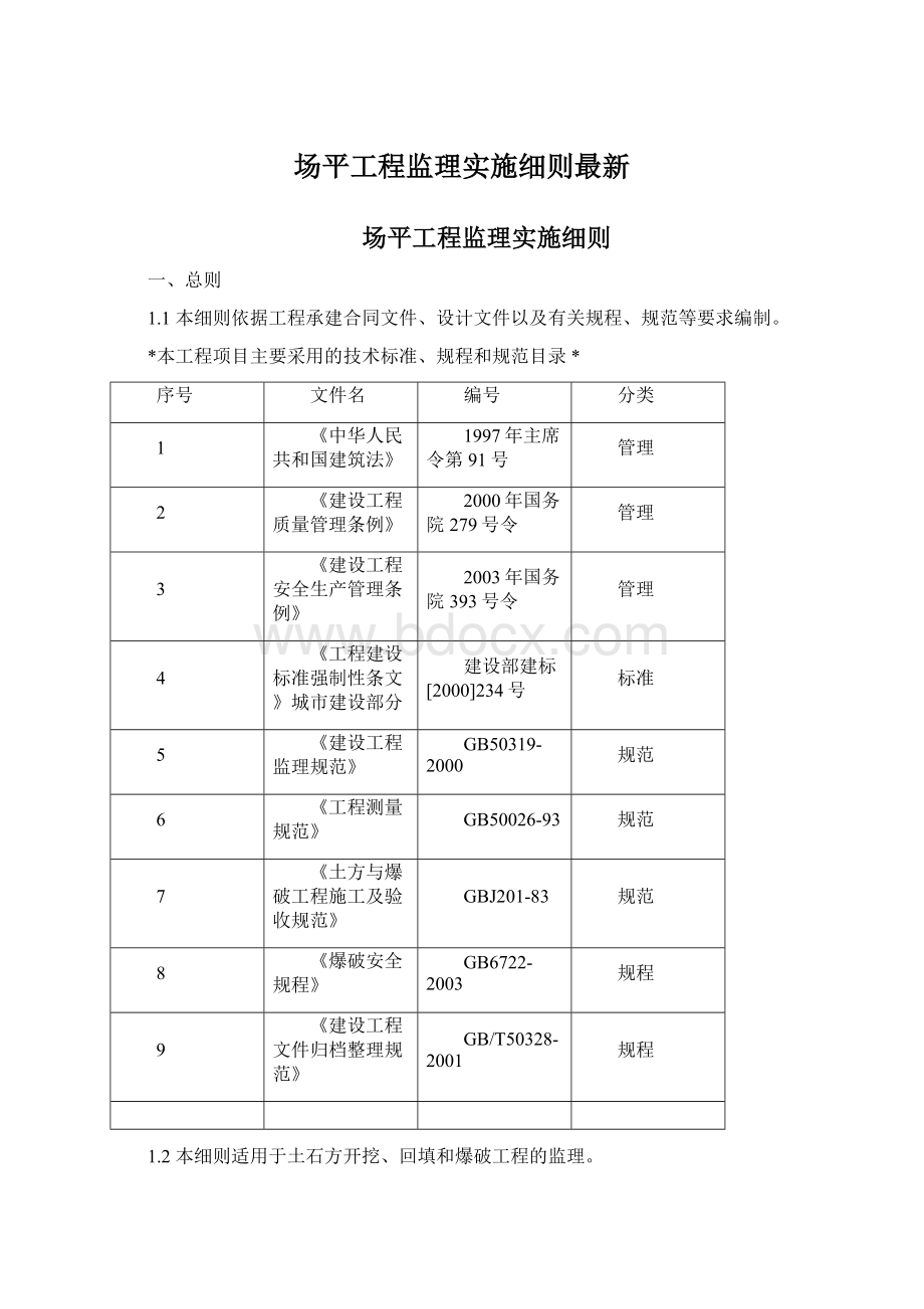 场平工程监理实施细则最新Word文档下载推荐.docx_第1页