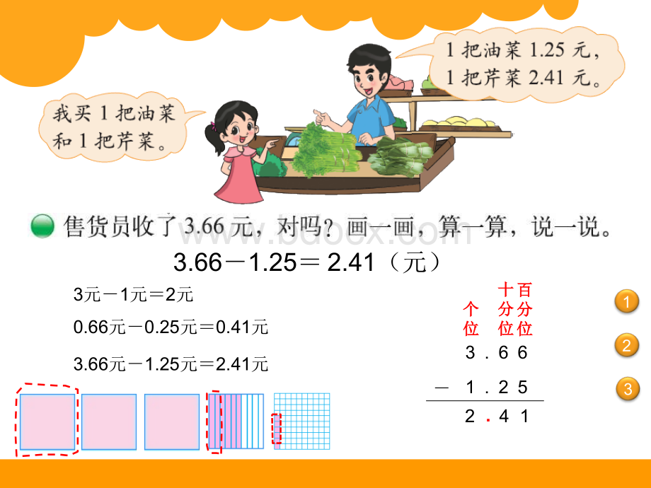 最新北师大版四年级下数学1.5《买菜》ppt课件PPT课件下载推荐.ppt_第3页