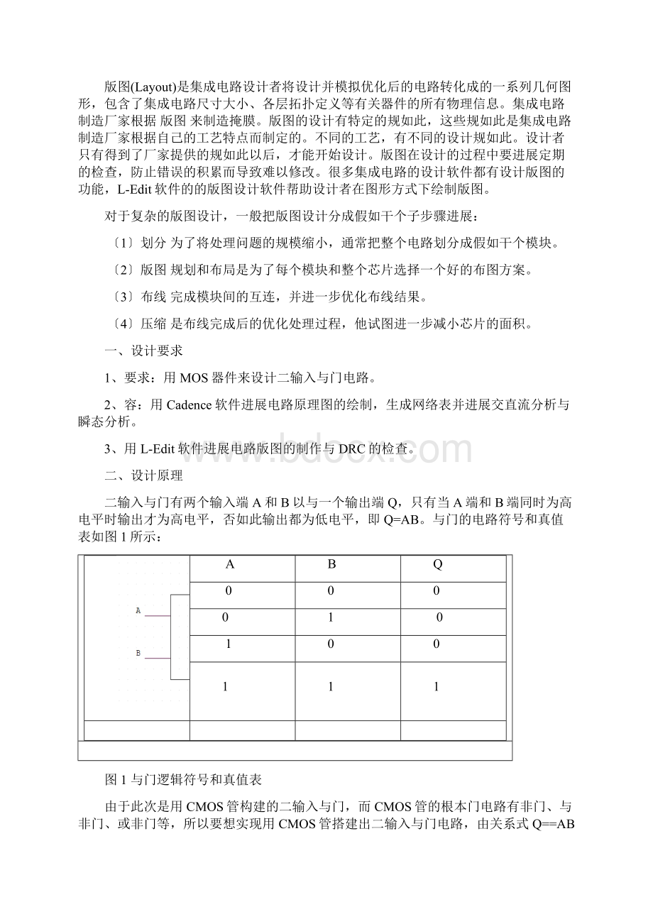 集成电路课程设计CMOS二输入与门Word文档下载推荐.docx_第3页