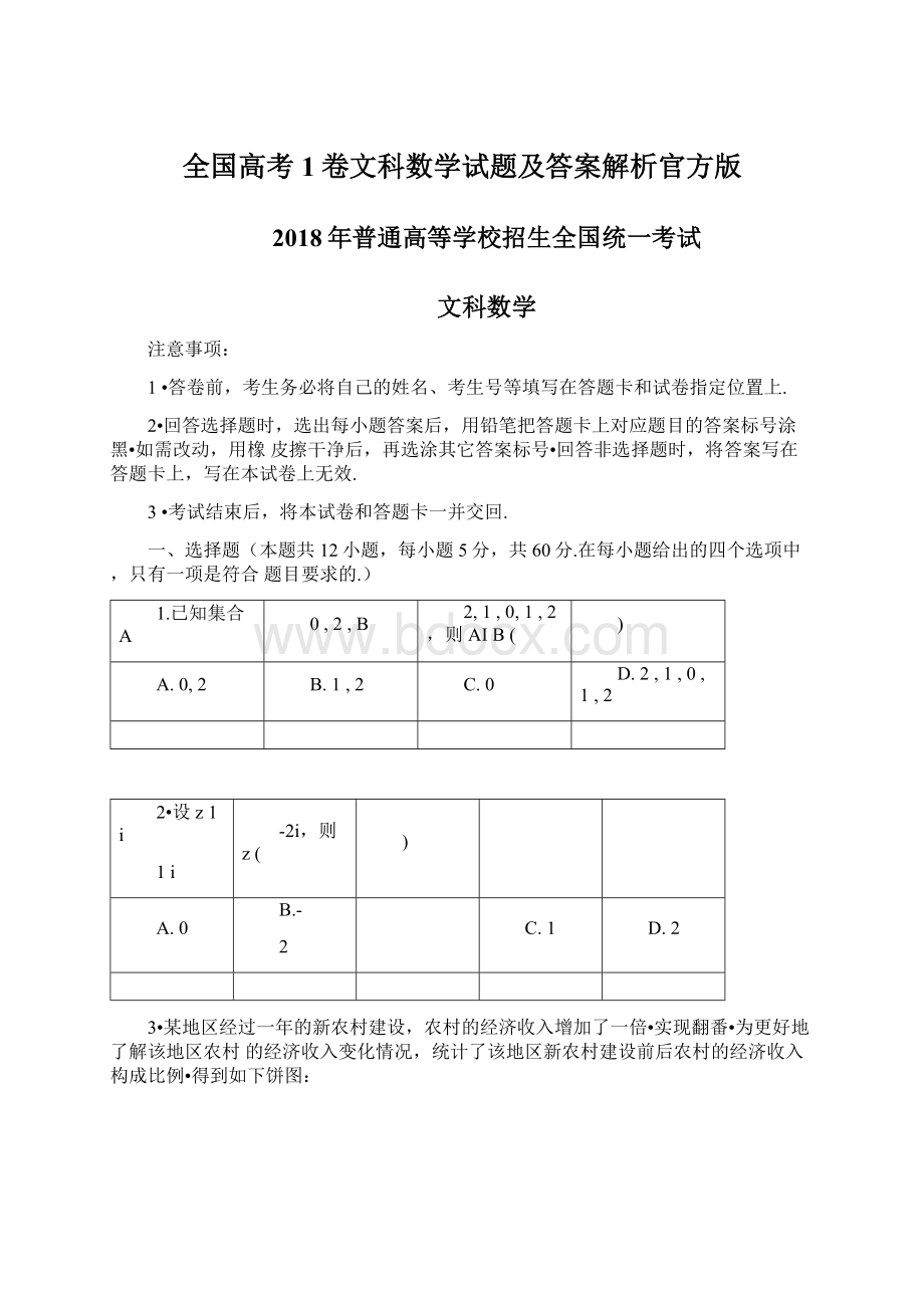 全国高考1卷文科数学试题及答案解析官方版Word文档下载推荐.docx_第1页