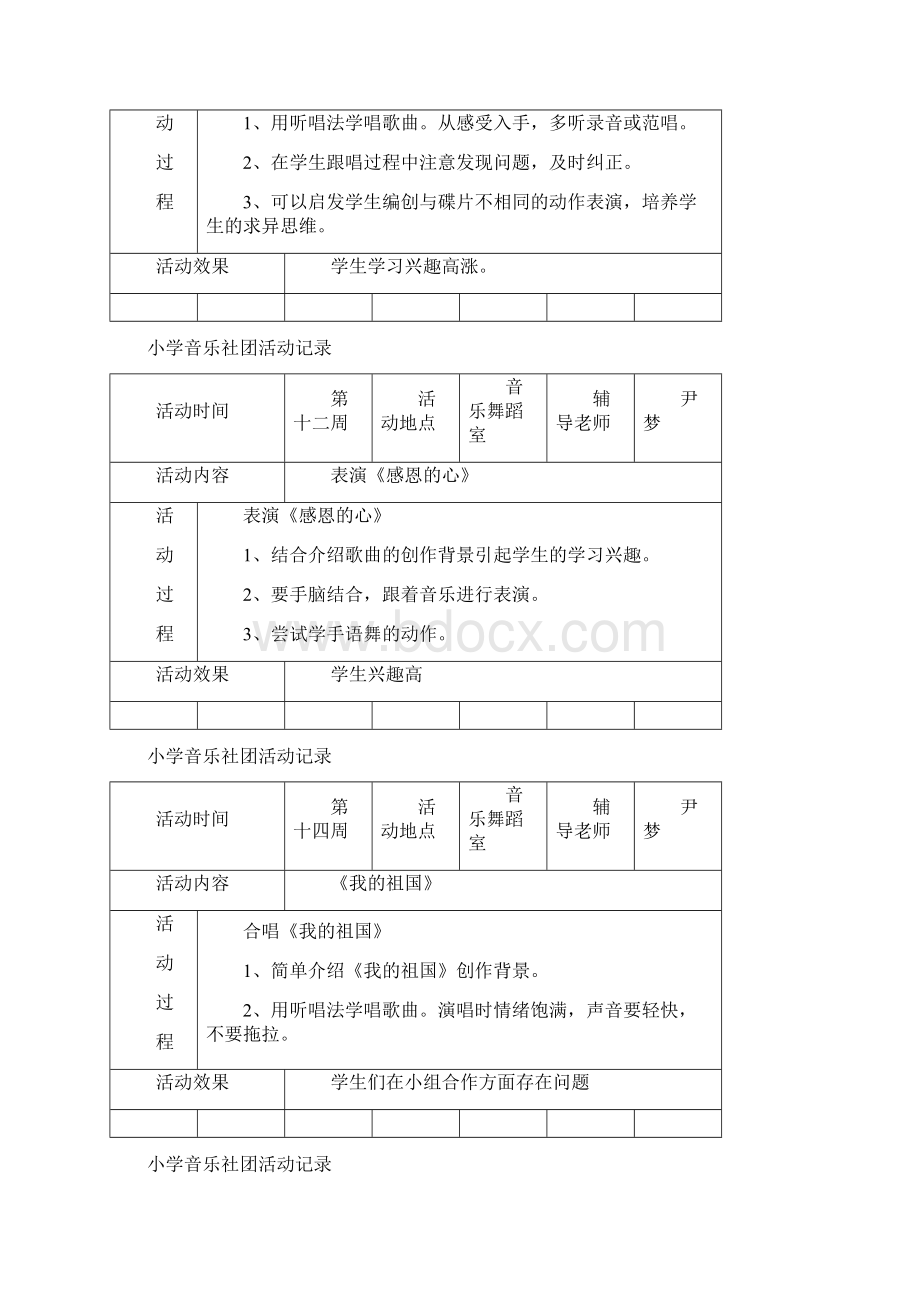 参考借鉴小学音乐社团活动记录docxWord文档下载推荐.docx_第3页