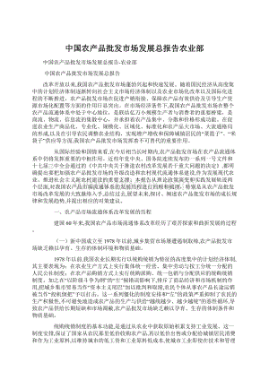 中国农产品批发市场发展总报告农业部.docx