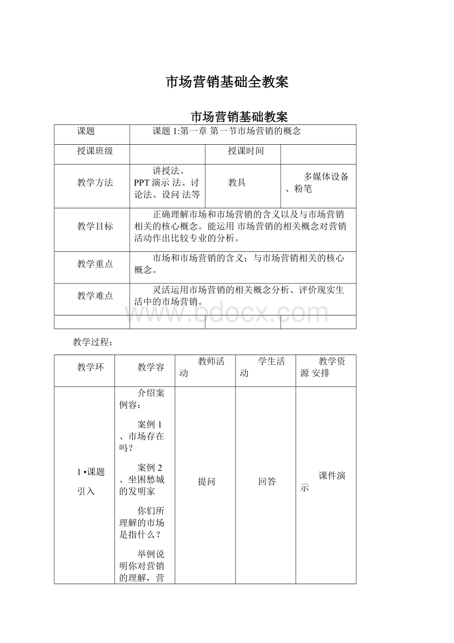 市场营销基础全教案.docx_第1页