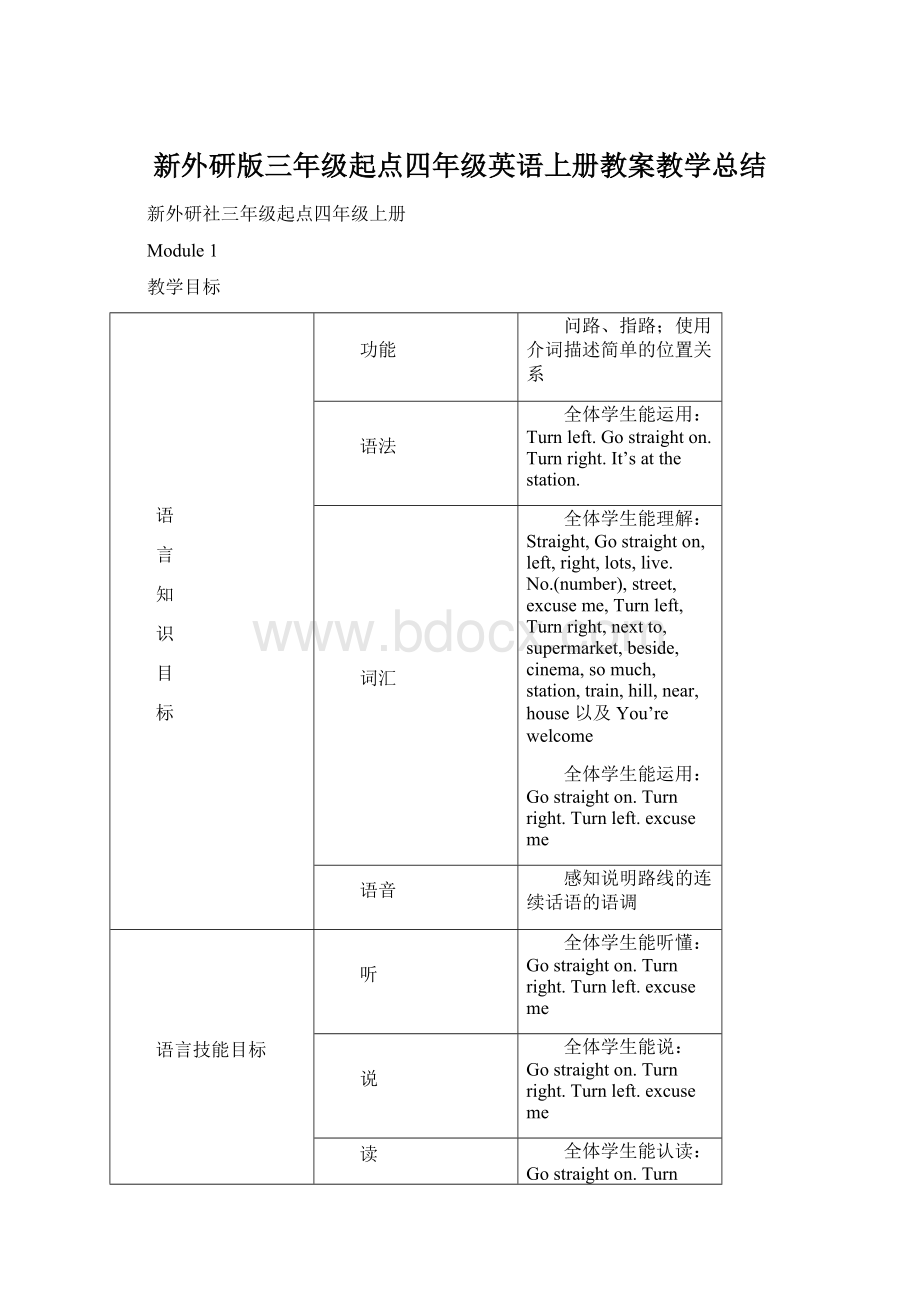 新外研版三年级起点四年级英语上册教案教学总结.docx