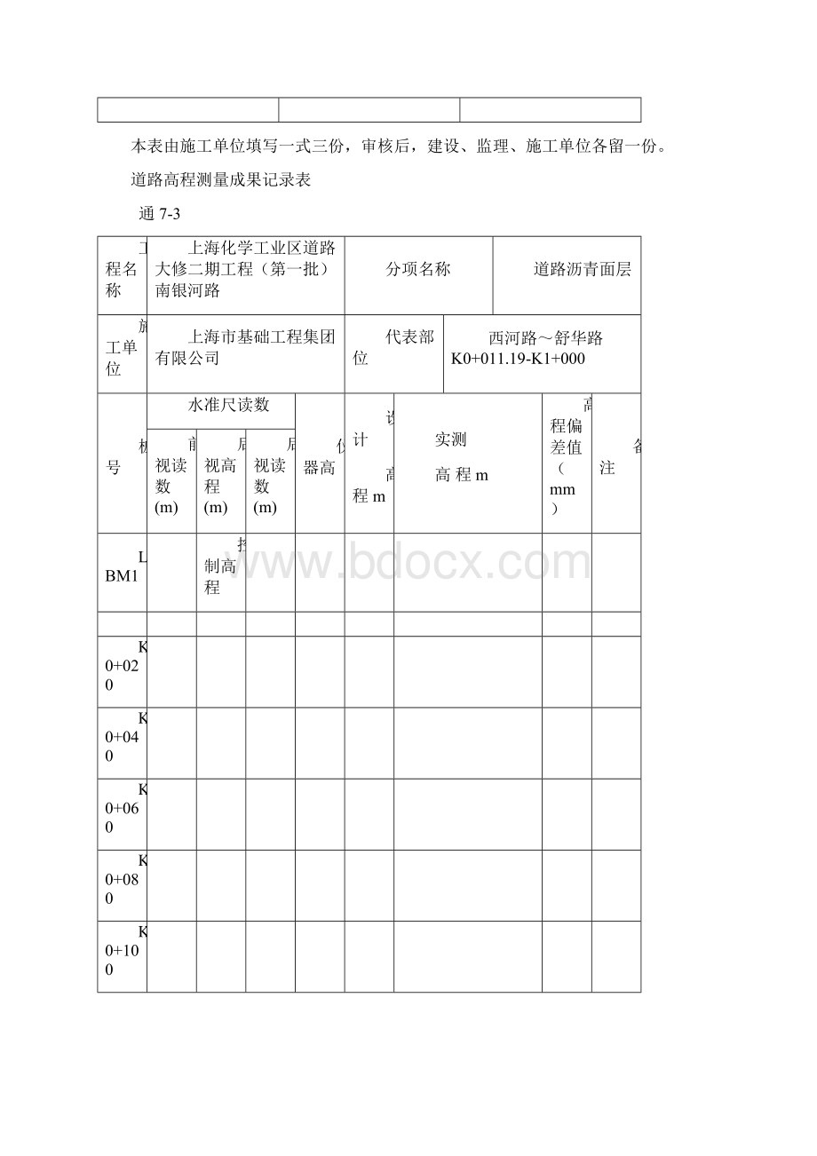 11道路高程测量成果记录表沥青面层.docx_第2页