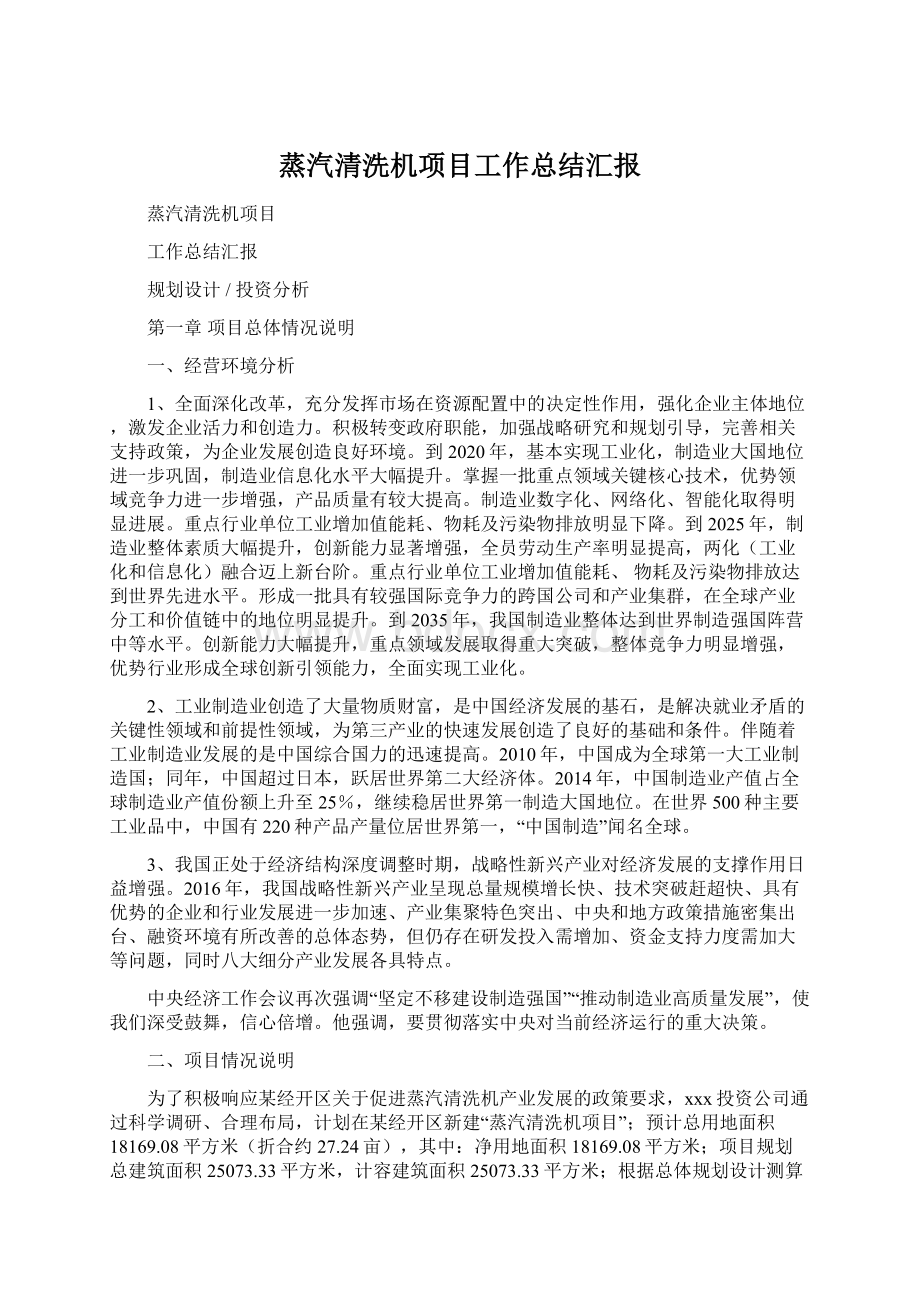 蒸汽清洗机项目工作总结汇报.docx