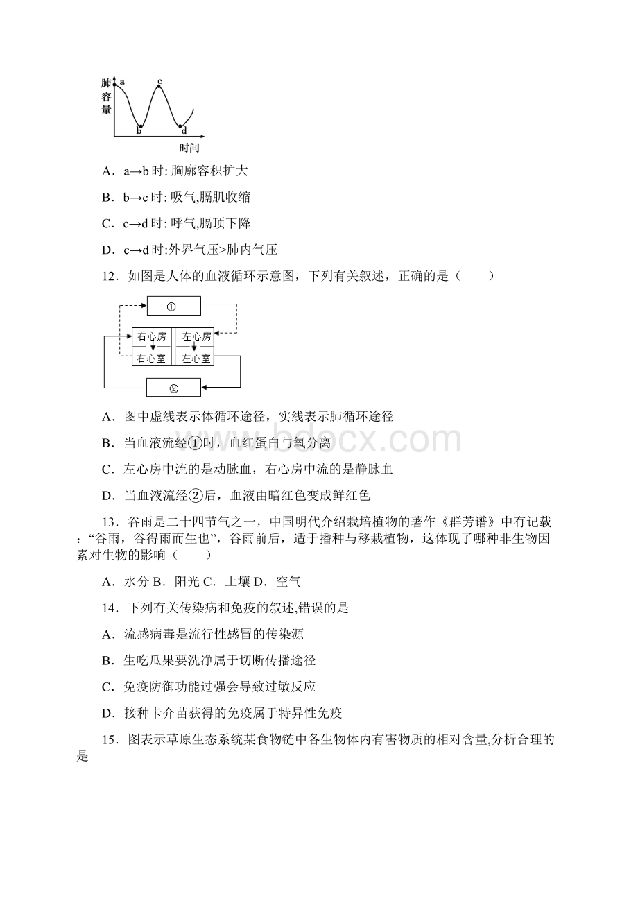 山东省菏泽市郓城县届九年级下学期期中考试生物试题.docx_第3页