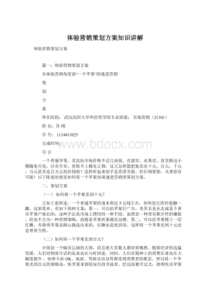 体验营销策划方案知识讲解文档格式.docx