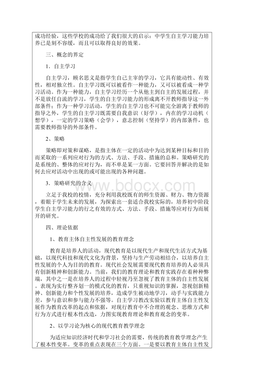 《初中学生自主学习能力培养策略的研究》开题报告暨研究方案Word文档格式.docx_第3页