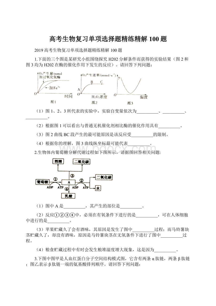 高考生物复习单项选择题精练精解100题Word格式文档下载.docx_第1页