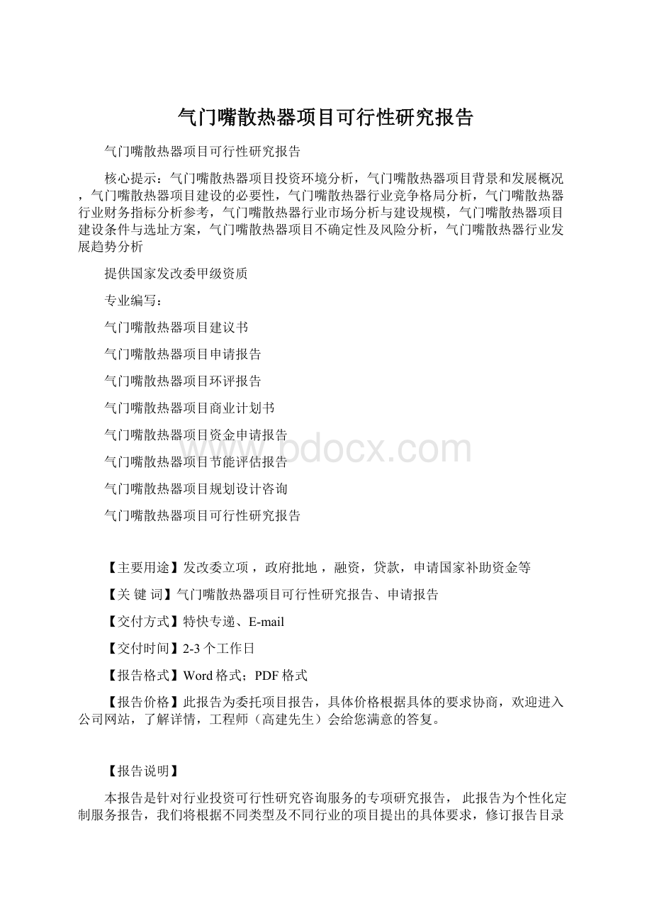 气门嘴散热器项目可行性研究报告Word下载.docx_第1页