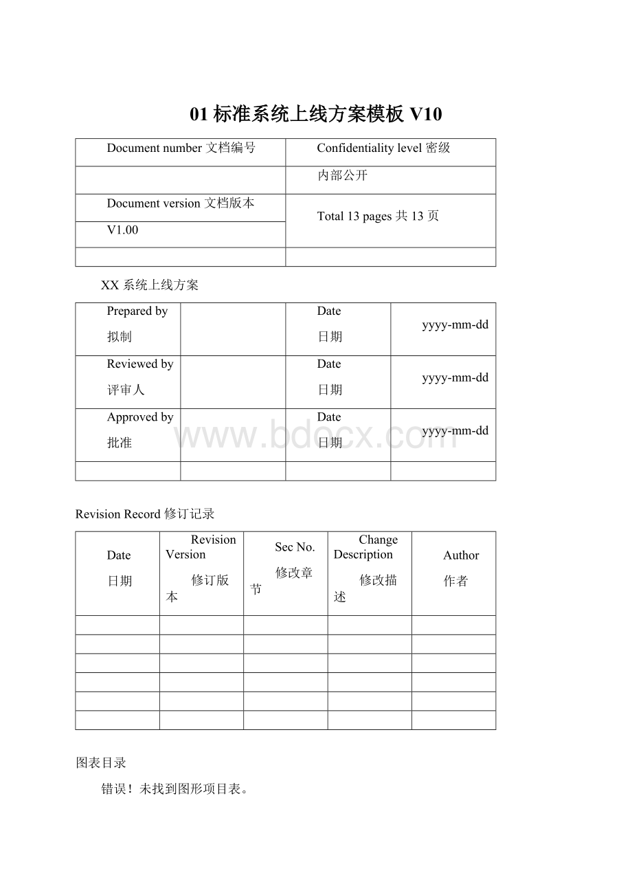 01标准系统上线方案模板V10.docx