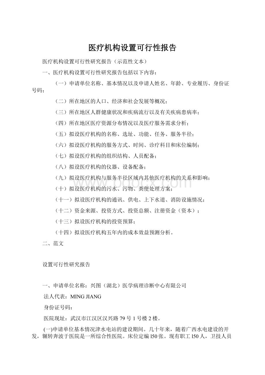 医疗机构设置可行性报告.docx_第1页