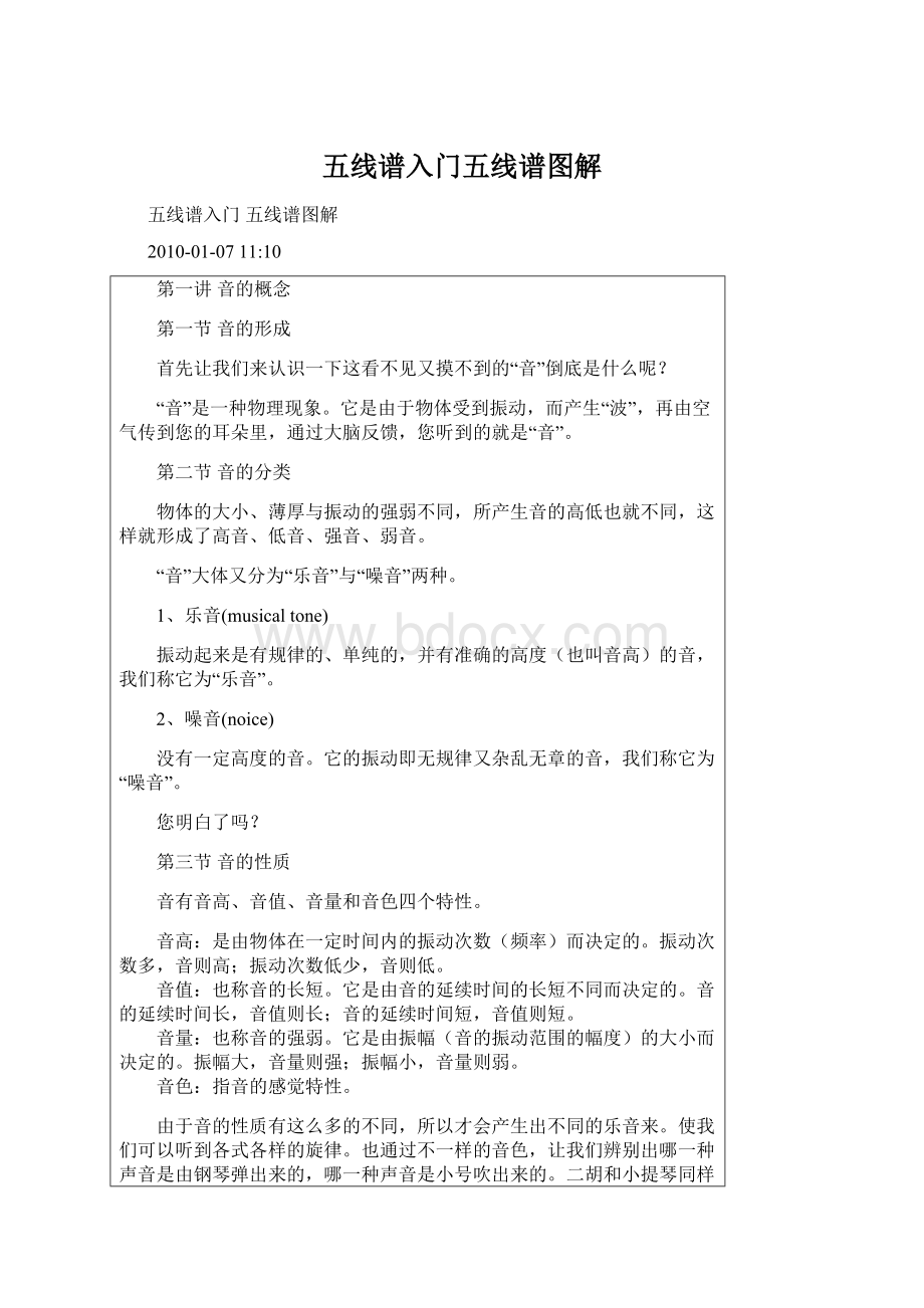 五线谱入门五线谱图解Word格式文档下载.docx