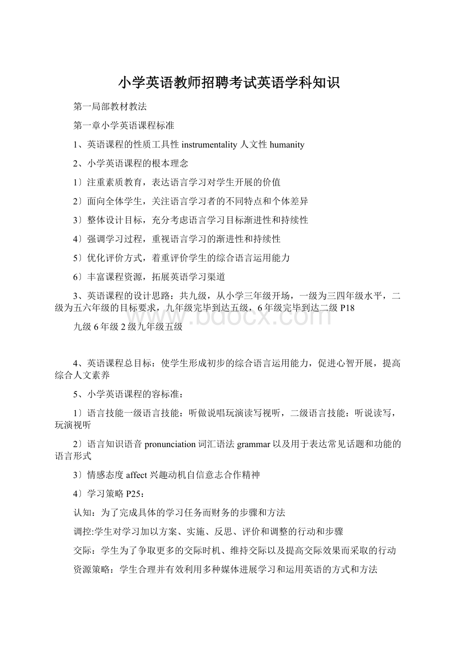 小学英语教师招聘考试英语学科知识.docx_第1页