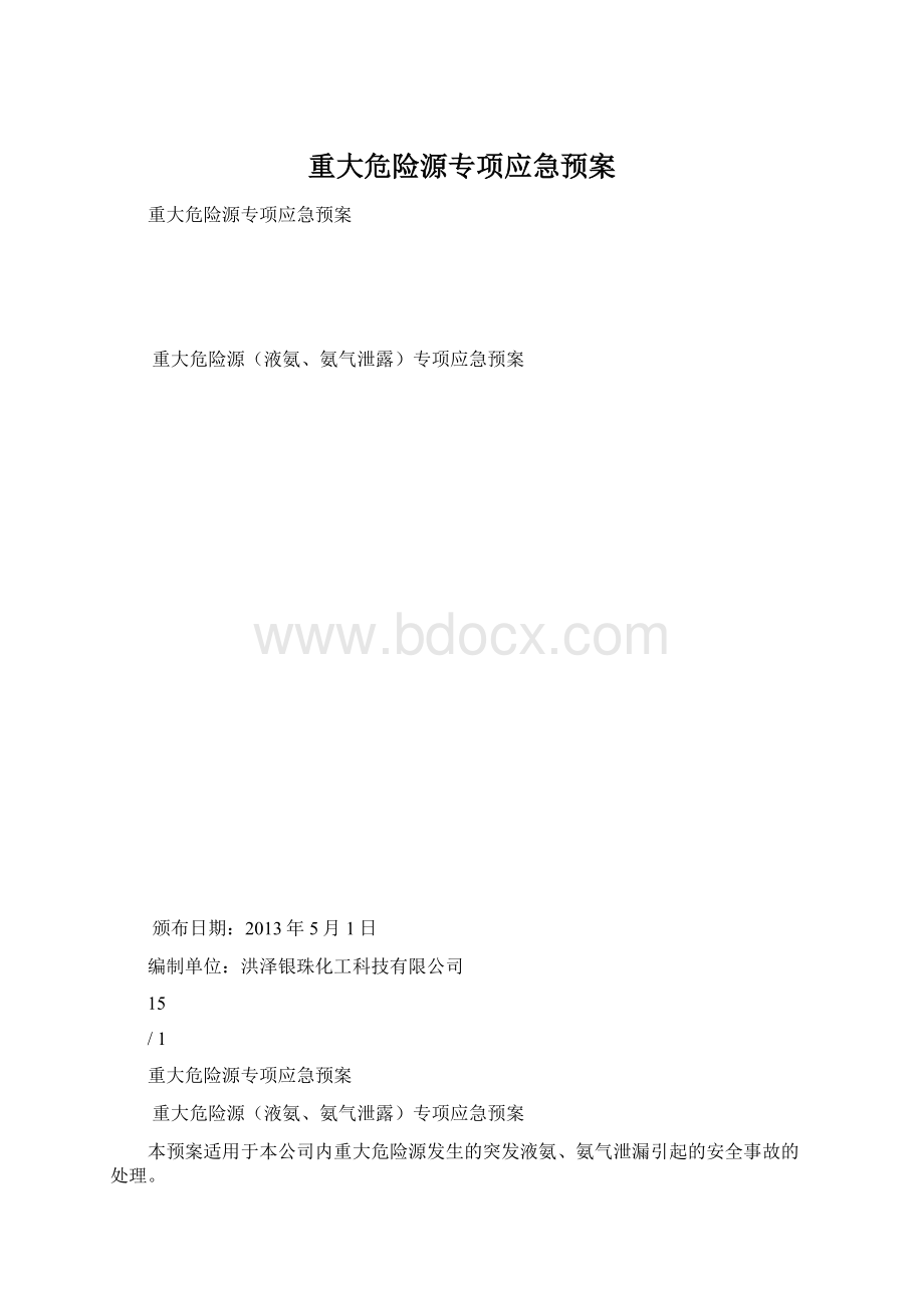 重大危险源专项应急预案.docx