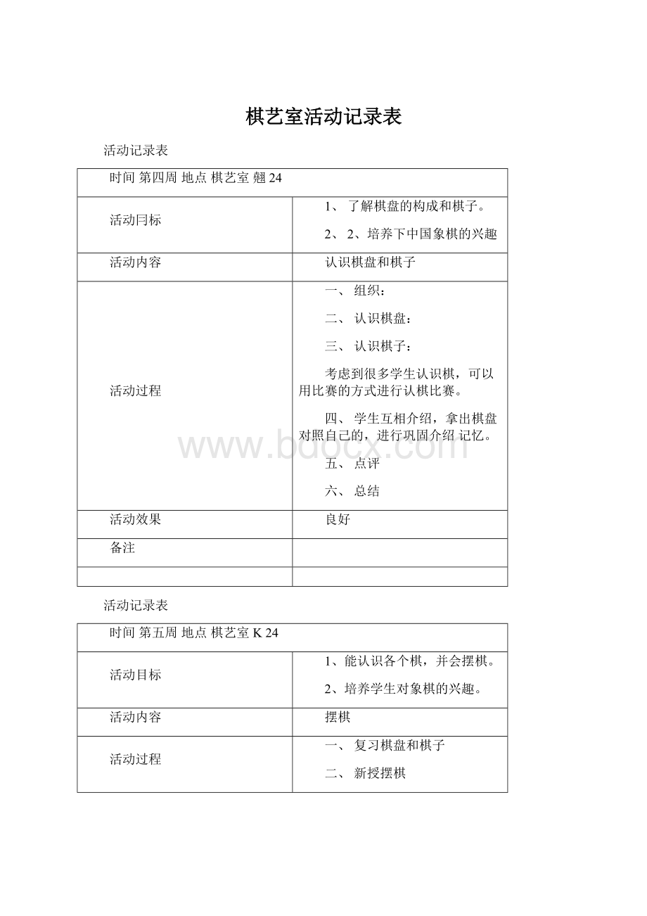 棋艺室活动记录表Word下载.docx_第1页