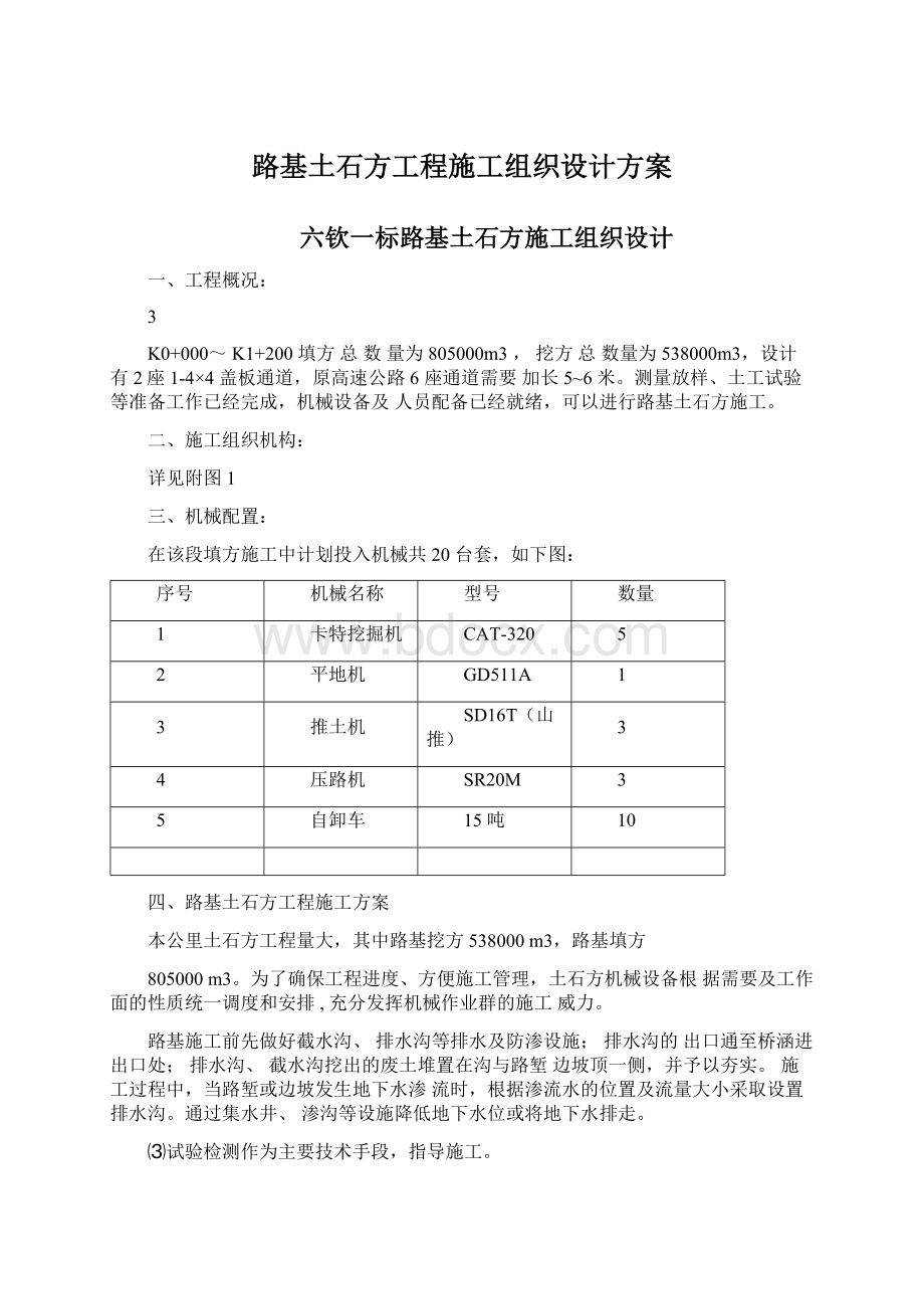 路基土石方工程施工组织设计方案Word文档下载推荐.docx_第1页