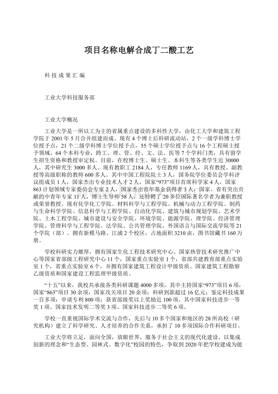 项目名称电解合成丁二酸工艺文档格式.docx