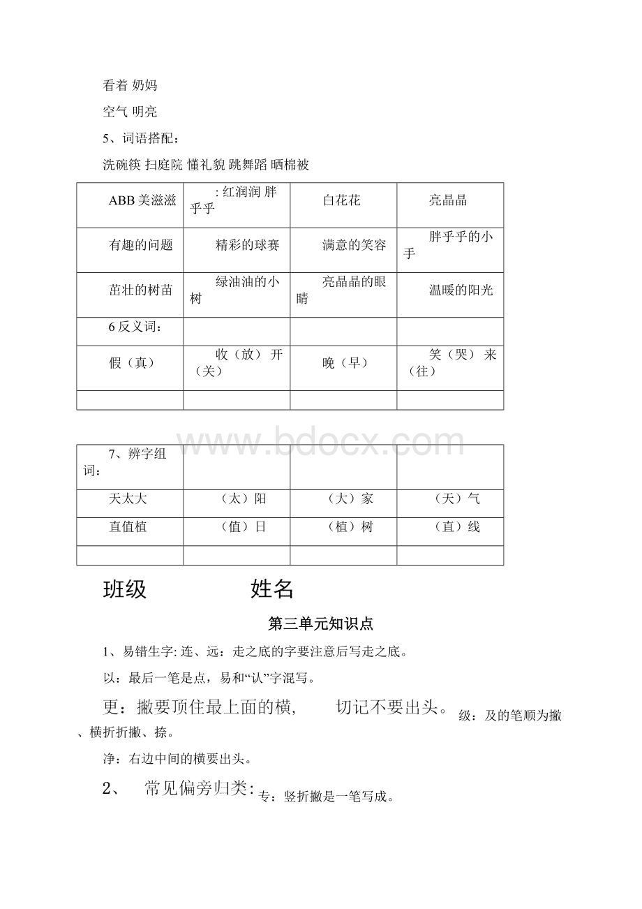 人教版一年级下册语文各单元知识点归纳.docx_第3页