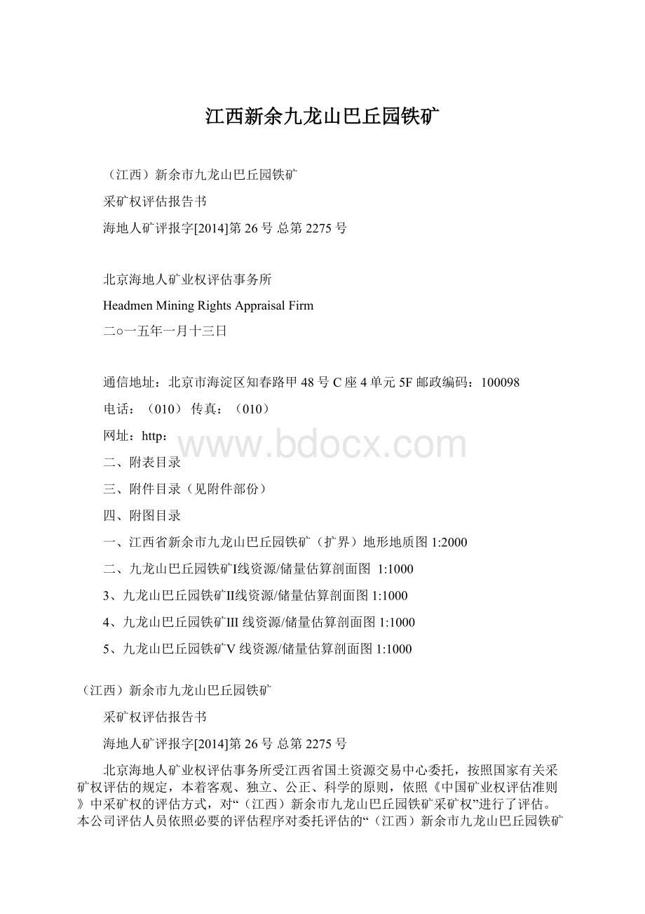 江西新余九龙山巴丘园铁矿Word文档格式.docx