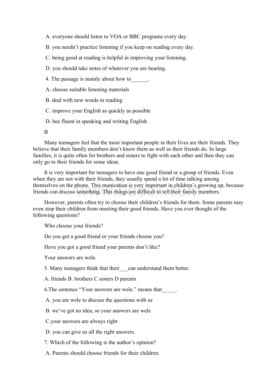 高一英语上学期第一学段考试期中试题.docx_第2页
