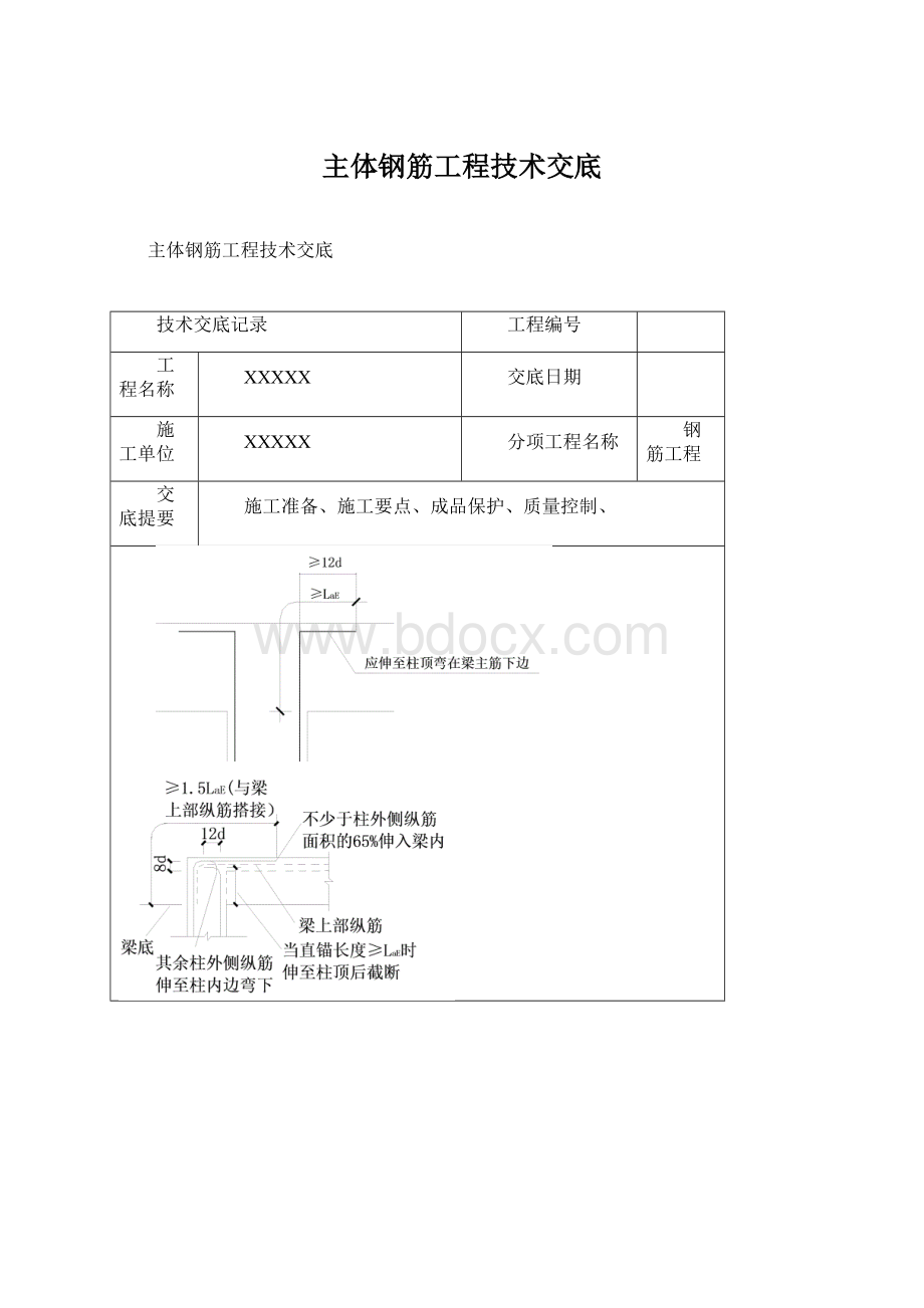 主体钢筋工程技术交底Word文档格式.docx_第1页