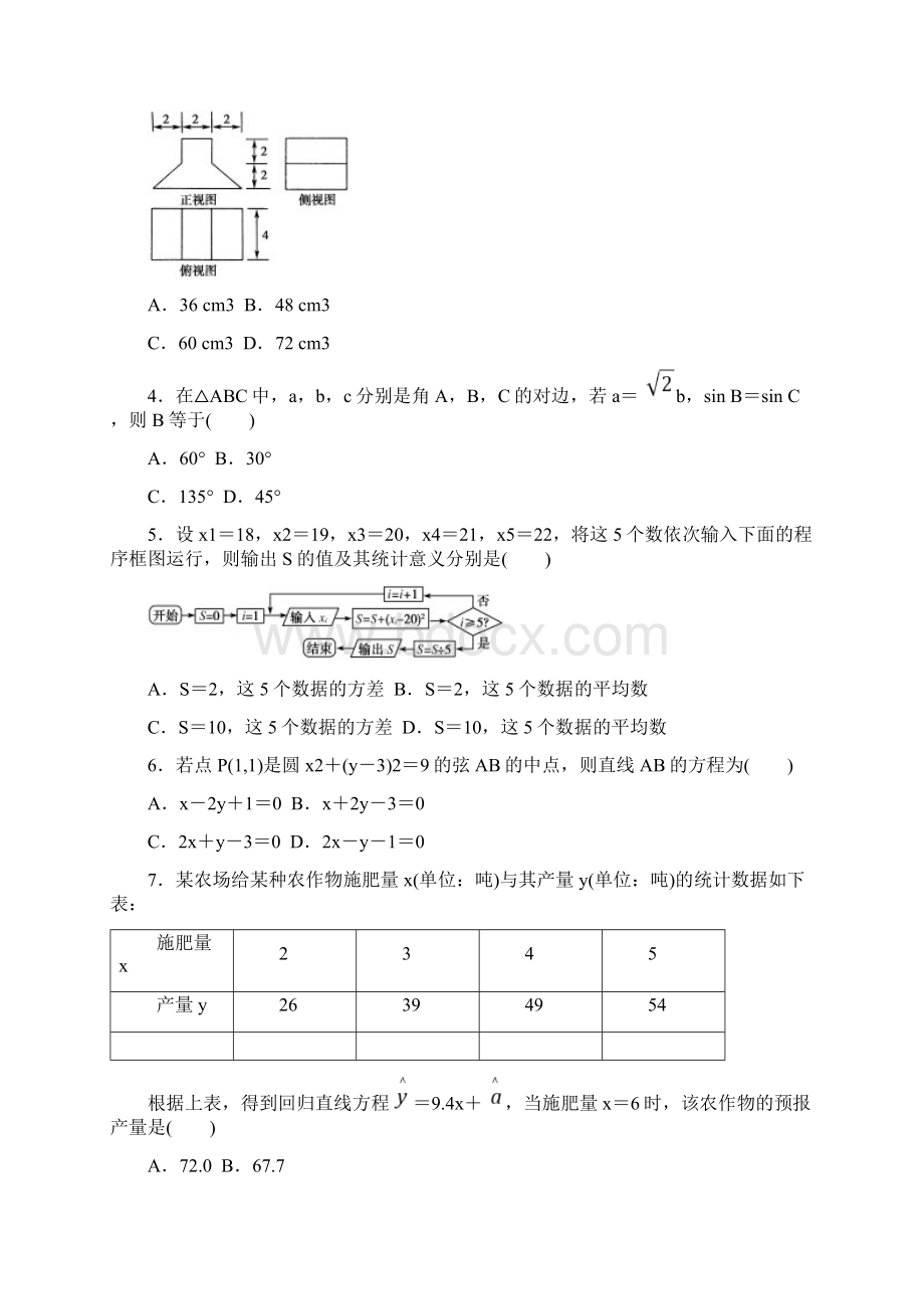 全国卷高考数学 仿真模拟卷1Word下载.docx_第2页